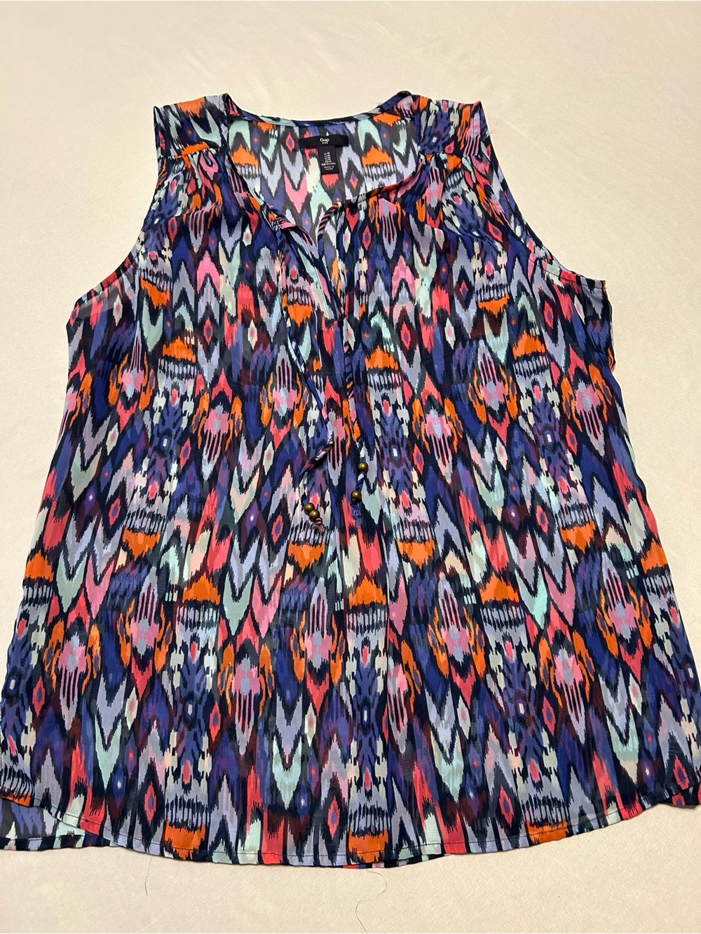 GAP Sleeveless Ikat-Print Camisole in Navy, Pink & Orange